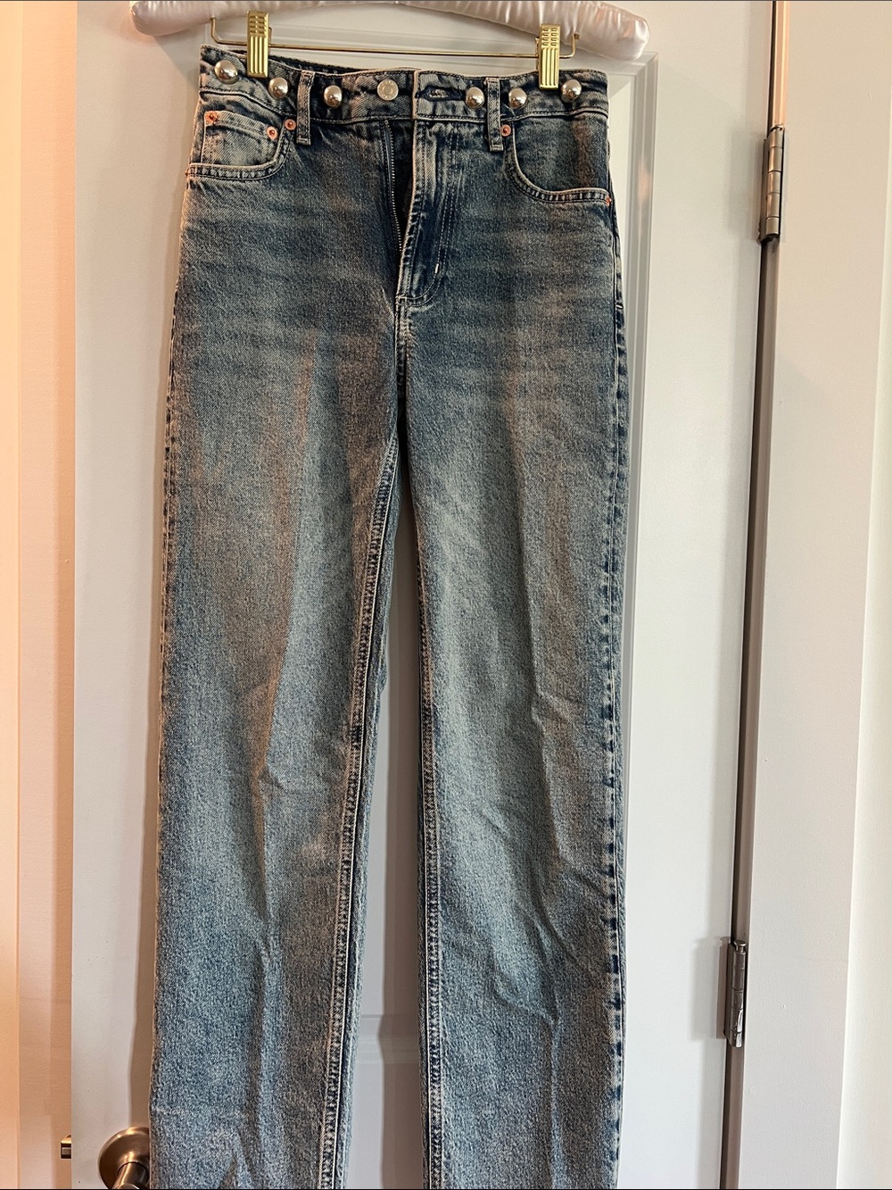 Rails Straight-Leg Jeans in Washed Blue Denim